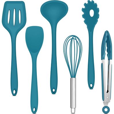Joyfair Küchenutensilien Set, 6-teiliges blaues Silikon Kochbesteck Set