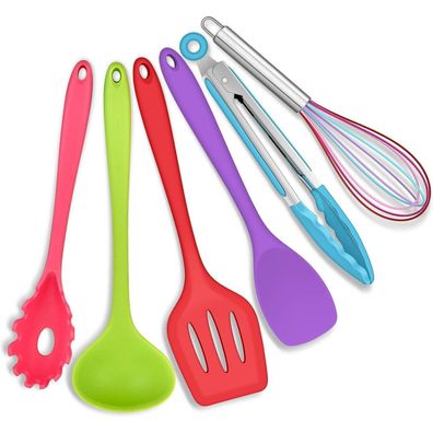 Joyfair 6-teiliges Silikon Küchenutensilien Set, bunt, antihaftbeschichtet