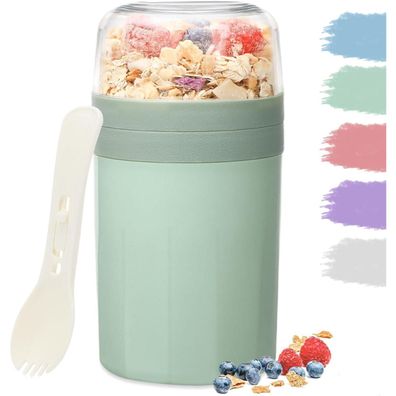 Bugucat Müslibecher to Go 520ML+250ML, Joghurtbecher mit Löffel & Soßenbox
