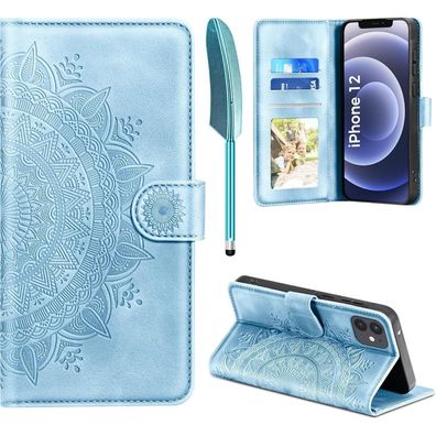 EASDNB Handyhülle für iPhone 12/12 Pro, PU Leder Flip Case mit Kartenfach