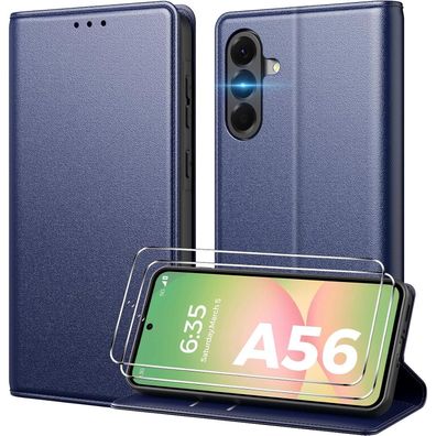 Peakally Handyhülle für Samsung Galaxy A56 5G, PU Leder Klapphülle mit 2x