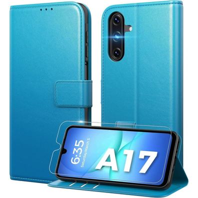 Peakally Handyhülle für Samsung Galaxy A17 5G mit 1x Panzerglas, Premium PU