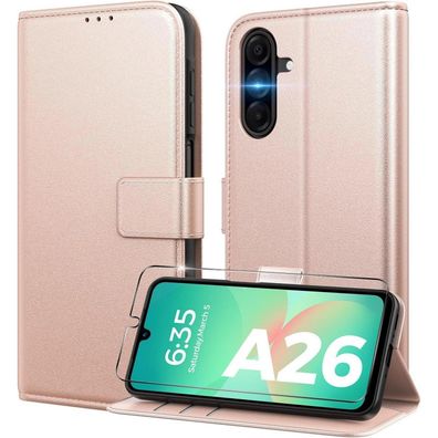 Peakally Handyhülle für Samsung Galaxy A26 5G, Rosa - Inkl. Panzerglas