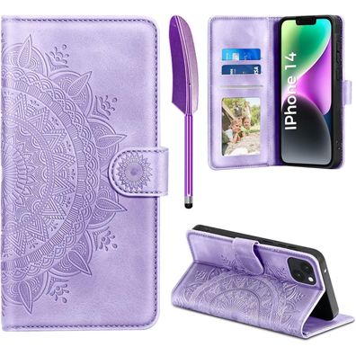 EASDNB Lederhülle für iPhone 14 Flip Wallet Case mit Kartenfach, Magnet