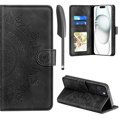 EASDNB Lederhülle für iPhone 15 Flip Wallet PU Leder Case mit Kartenfach