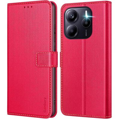 Ganbary Handyhülle für Xiaomi Redmi Note 14 4G, Premium Leder Klapphülle mit