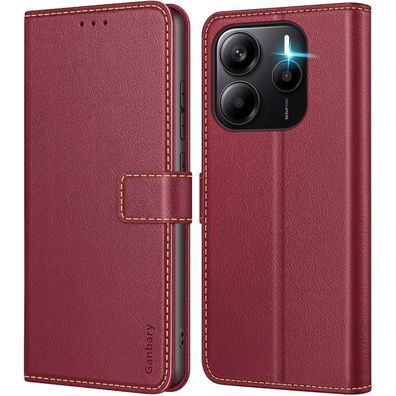 Ganbary Handyhülle für Xiaomi Redmi Note 14 4G, Premium Leder Klapphülle mit