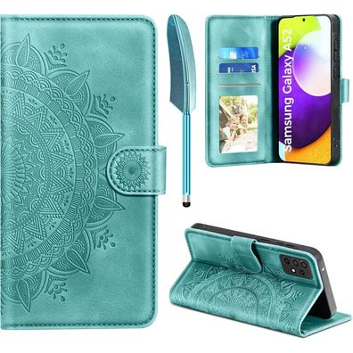EASDNB Handyhülle für Samsung Galaxy A52S 5G/A52 4G/5G, Grün, Flip in Lederoptik