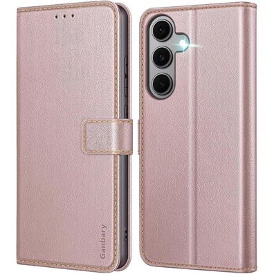Ganbary Handyhülle für Samsung Galaxy S24 FE 5G, Premium Leder Klapphülle mit