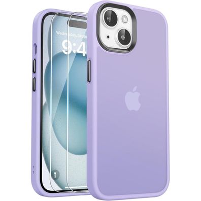 Kmofizle Handyhülle für iPhone 15, transluzent matt, stoßfest, kratzfest