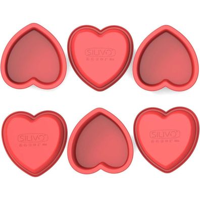 SILIVO Silikon Herz Backform Klein 10cm, 6 Stück Mini Antihaft Herzform für