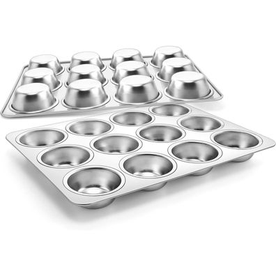 Joyfair Muffinform 2er Set, Edelstahl Muffinblech für 12 Muffins, 35x27cm