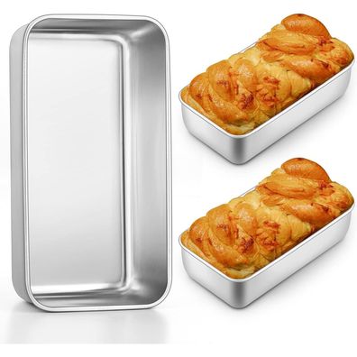 HaWare Brotbackform 3er Set, Edelstahl Kastenform Rechteckig für Brot & Kuchen