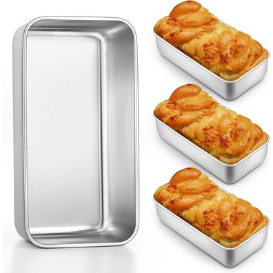 HaWare Edelstahl Brotbackform 4er Set, Rechteckig, 23,5x12,6x6 cm