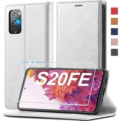 Kiskisy Handyhülle für Samsung Galaxy S20 FE 5G/4G, Flip Schutzhülle Lederoptik