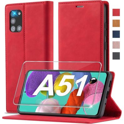 Ailicici Samsung Galaxy A51 Hülle Klappbar Flip Wallet in Lederoptik