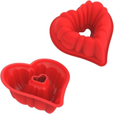 SILIVO 2er Set Silikon Herz Backform 20cm - Antihaft Kuchenform für Herzkuchen