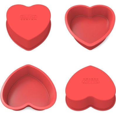 SILIVO Silikon Backform Herz Klein, 4 Stück, 15cm, Antihaft, für Herzkuchen
