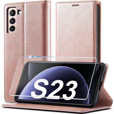 Ailicici Handyhülle für Samsung Galaxy S23 5G, Klappbar Flip Wallet Lederoptik