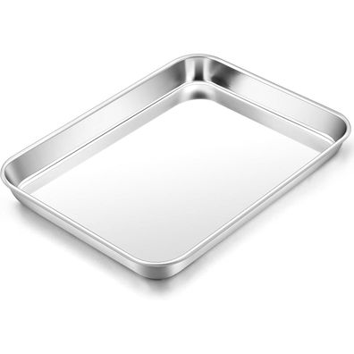 HaWare Mini Backblech aus Edelstahl, rechteckig, 23,7x17,7x2,5cm, ideal für