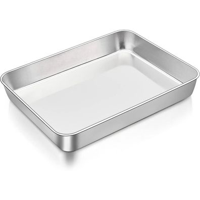 HaWare Edelstahl Auflaufform Rechteckig 26,5x20,7x5cm, Tiefes Ofenblech zum