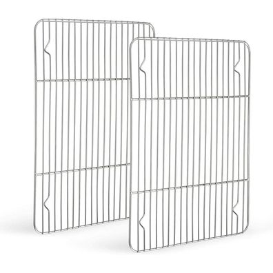 HaWare Abkühlgitter 2er Set, 100% Edelstahl, Rechteckig zum Backen, Braten