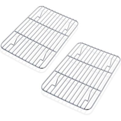 HaWare Abkühlgitter 2er Set, 100% Edelstahl, Rechteckig zum Backen, Braten