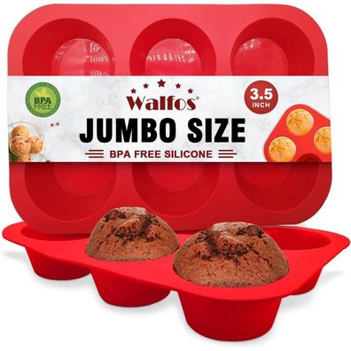 Walfos Silikon Texas Muffinform Set - 6 Tassen Jumbo, Antihaft, BPA-frei