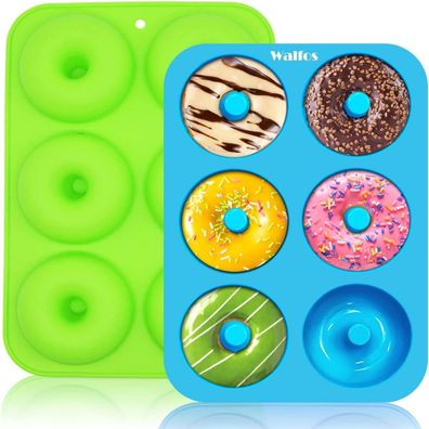 Walfos 2er Set Silikon Donut Backformen, Antihaft, für Kuchen, Kekse, Bagels