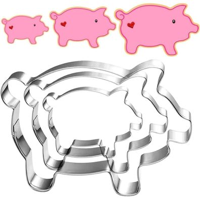 UKoosien Schwein Ausstechformen Set, 3 Stück, Edelstahl, Spülmaschinenfest, für