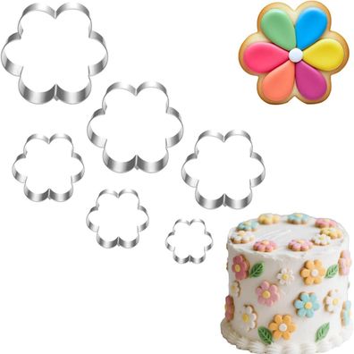 UKoosien Ausstecher Set 6 Stück Blumenform Edelstahl Spülmaschinenfest für