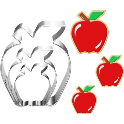 UKoosien Apfel Ausstechformen Set - 3-teilig (9/7/5cm) - Edelstahl