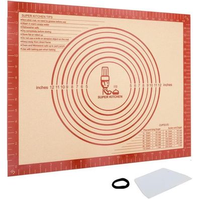 SUPER Kitchen Extra Dicke Antihaft Silikon Backmatte, Rutschfest, 50x40cm, Rot
