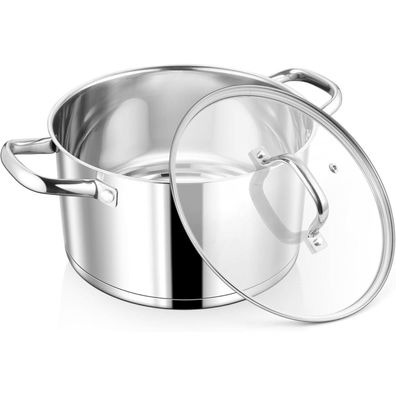 Homikit Kochtopf 22cm Edelstahl Nudeltopf Induktion 4,7L mit Glasdeckel