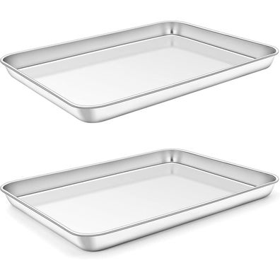 Homikit Backblech 2er Set, Klein Edelstahl Kuchenblech Rechteckig für