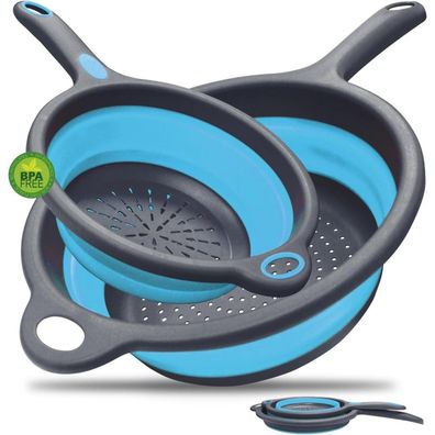 WALFOS Faltbares Seiher Sieb Set, 2 Stück (20cm & 24cm), Klappbar