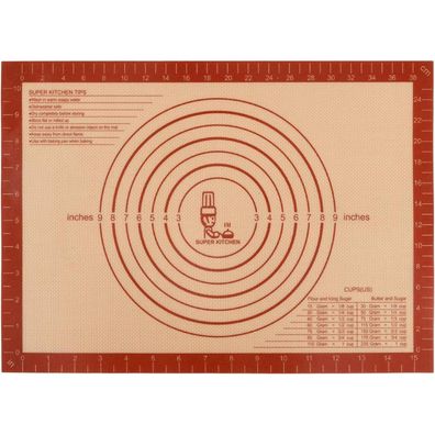 SUPER Kitchen Antihaft Backmatte aus Silikon, rutschfest, 42x30cm, BPA Frei