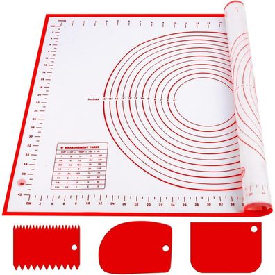 Wellehomi Silikon Backmatte 60x40 cm Antihaft Teigmatte mit Messung und 3