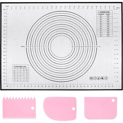 Wellehomi Silikon Backmatte 60x40 cm, Antihaft Teigmatte mit Messskala und 3