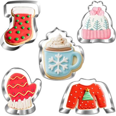 UKoosien Winter Ausstecher Set - 5 Stück Edelstahl Ausstechformen für