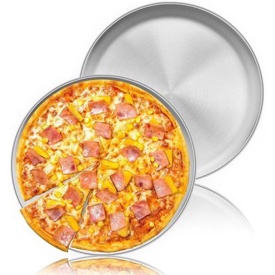 Homikit Pizzablech 2er-Set, 30 cm Rund, Edelstahl - Gesund & Langlebig