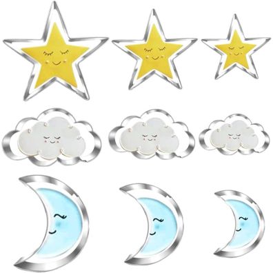 UKoosien Stern Mond Wolke Ausstechformen Set - 9-teilig Edelstahl