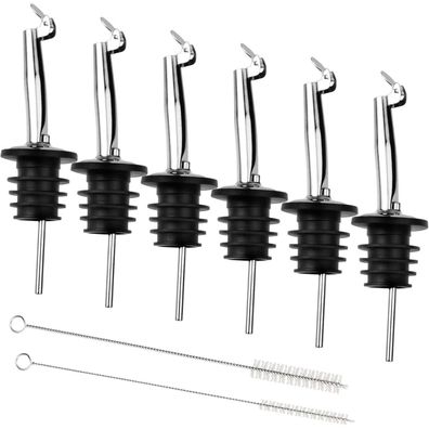 8er Set Flaschenausgießer mit Klappe, Edelstahl, konisch, universell für Öl