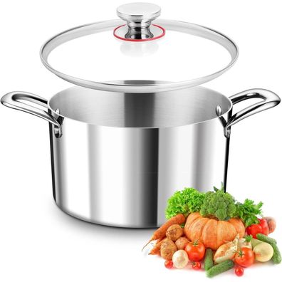 Teamfar Kochtopf 22cm Induktion, 4,75L Nudeltopf aus 3-Lagen Edelstahl mit