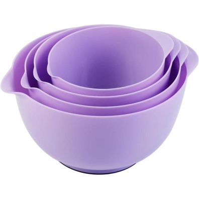 BoxedHome Rührschüssel Set Violett, 4-teilig, Kunststoff, rutschfest und