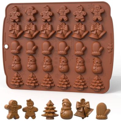 PTaizjjz Weihnachts-Silikonform mit 30 Mulden für Schokolade, Süßigkeiten