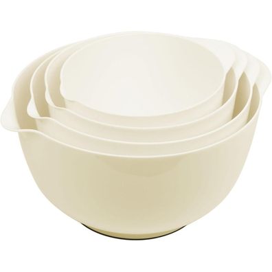 BoxedHome Rührschüssel Set 4-teilig Beige - Stapelbar, Rutschfest, BPA-frei
