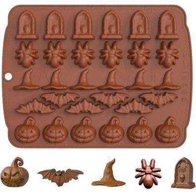 PTaizjjz Halloween Silikonform mit 30 Vertiefungen für Schokolade, Süßigkeiten