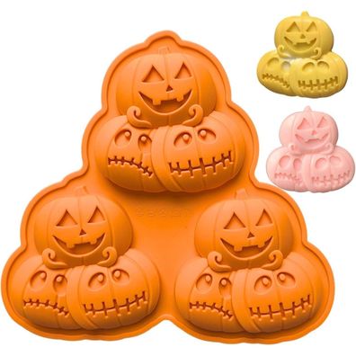 PTaizjjz Halloween Silikonform mit 3 Kavitäten für Kürbis, Schokolade