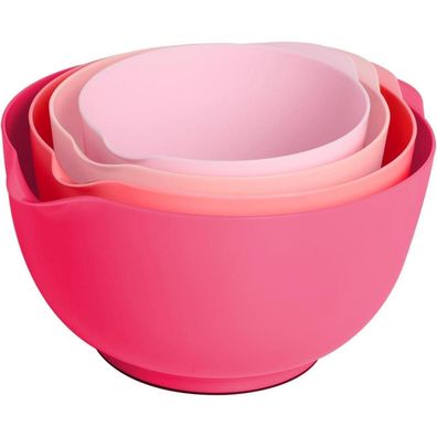 BoxedHome Rührschüssel Set 4-teilig, Kunststoff, rutschfest, stapelbar, Rosa